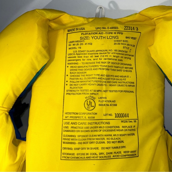 Looney Tunes Taz Embroidered Coral Life Jacket Swimming Summer Youth Vintage 90s - Picture 6 of 6